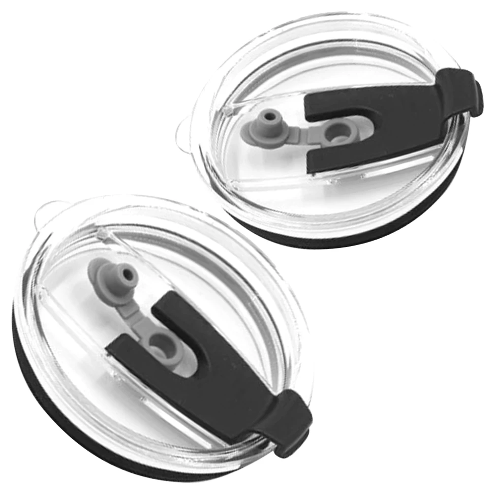 

2pcs Insulated Cup Lids 20 30oz Black Straw Covers Leak Proof Sealed Tumbler Travel Mugs Heat Resistant Reusable