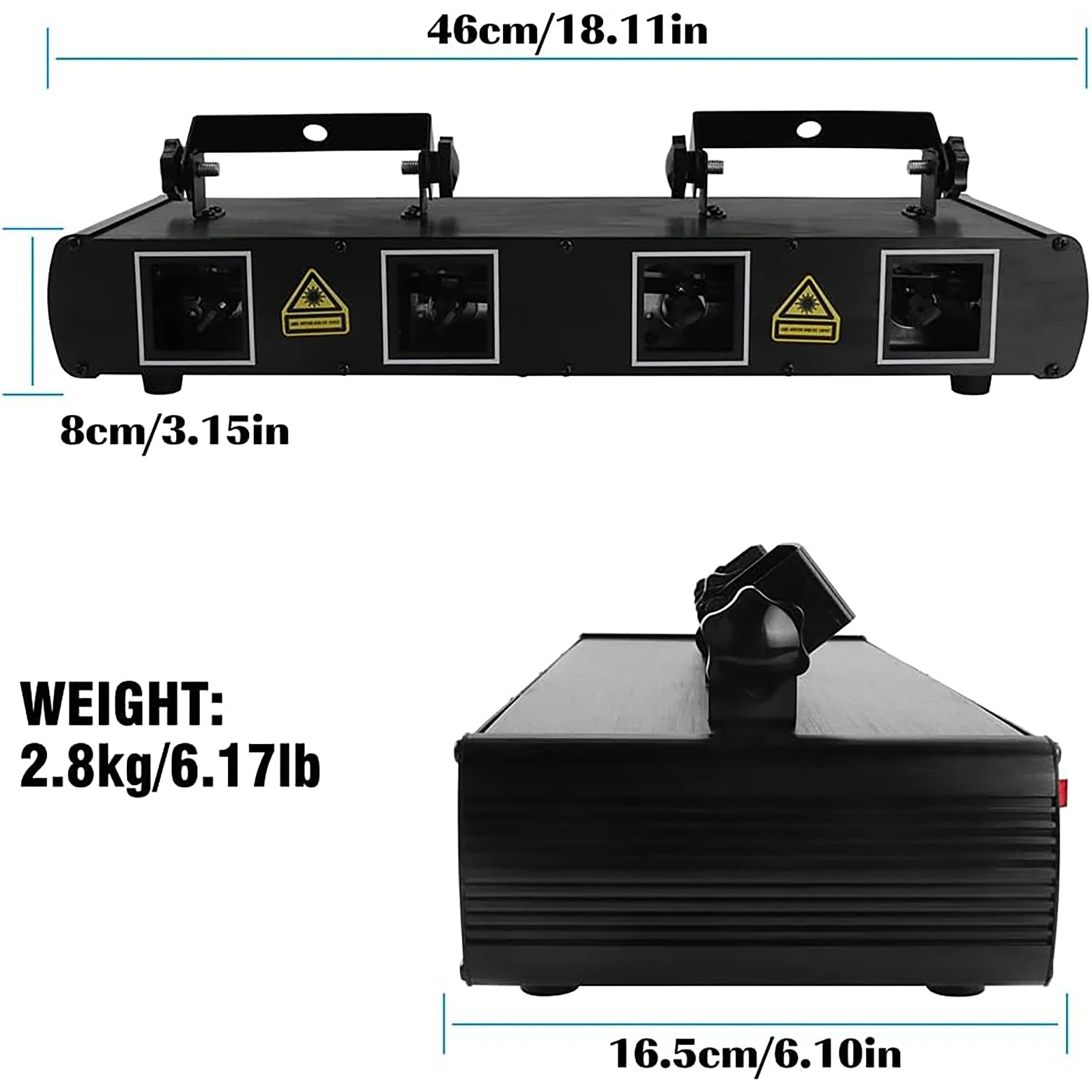 U'King Mini أربعة ثقوب الليزر المرحلة تأثير الإضاءة 7CH DMX RGB شعاع الليزر خط الماسح الضوئي العارض لعرض الحفلات نادي DJ ديسكو