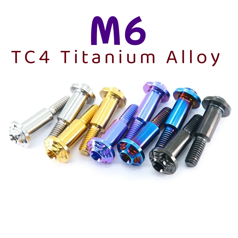 TC4 Titanium Alloy M6 Motorbike Brake Lever Handle Link Pull Rod Bolt Motorcycle Brake/Clutch Handle Fixing Decorative Screw
