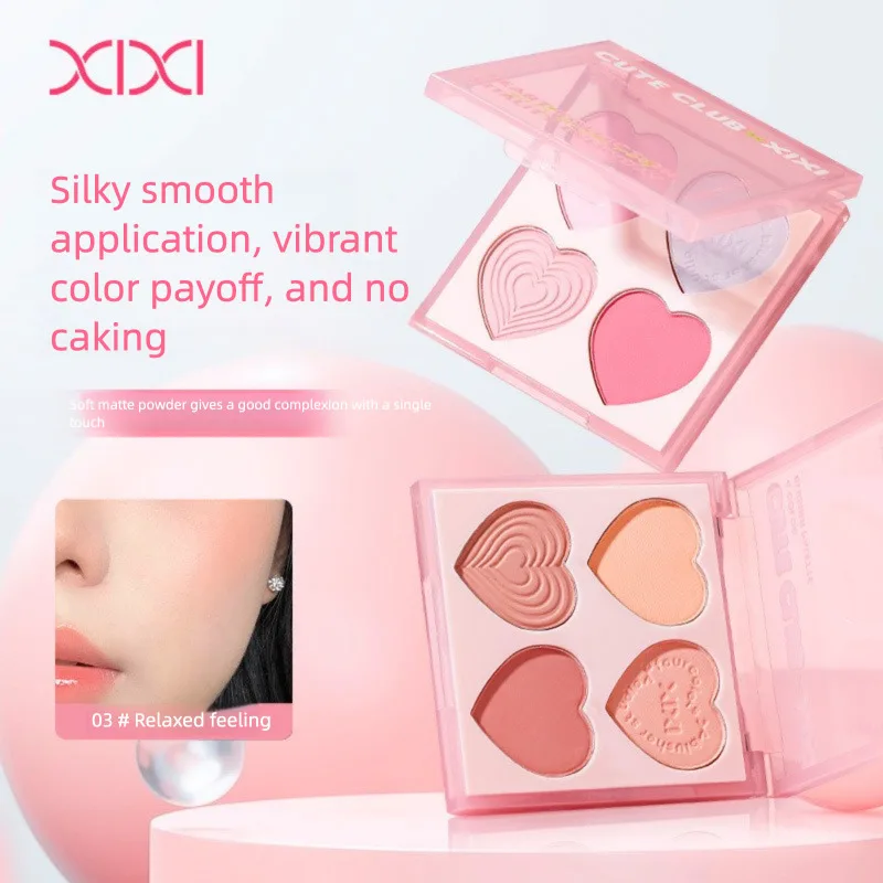 

Xixi Sweetheart Soft Mist Four-Color Blush Palette Low Saturation Contouring Natural Nude Makeup Enhancing Complexion Pure