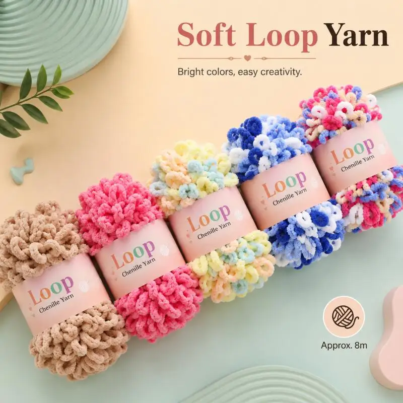 100g/Rolle Fingerschlaufen-Garn, Flauschiges Weiches Chenille-Garn, Dickes Garn für Handgewebte Decken, Schals, Häkel- und Strickarbeiten, DIY-Garn im Angebot – Detail 1