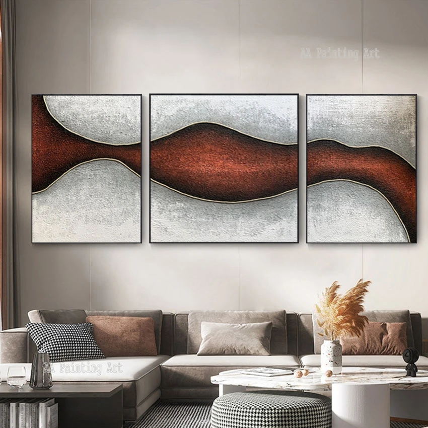 

New Abstract 3 Panels Oil Painting Unframed Wall Art Hand Item Artwork On Canvas Frameless Home Decoration Wall Showpieces