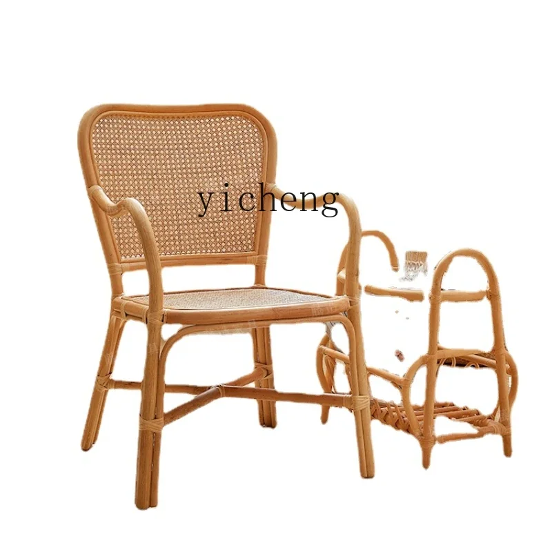 XL Retro Balcony Chair Coffee Table Suit Rattan Single Lazy Sofa Courtyard