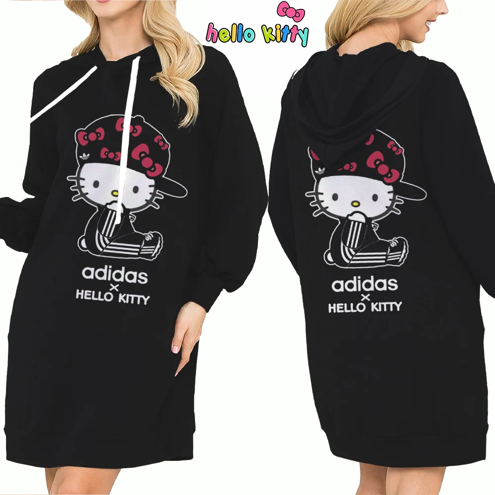 Autumn Long Sleeves Streetwear Fashion Sweater Dress Prom Dresses Hello Kitty Elegant Women\'s Hoodie Dress 2024 Kawaii Anime