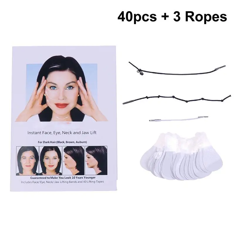 40pcs Face Lift Tape Invisible, Instant Lifting Invisible Facelift Tapes & V-Shaped Bands Facial Tools For Eyes Double Chin Neck