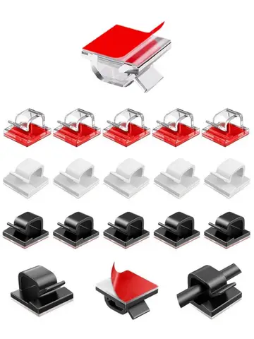 50Pcs Adhesive Cable Wire Clips Clear Cable Outdoor Cable Management Wire Organizer Cord Holder for Under Desk Car Wall TV Cable