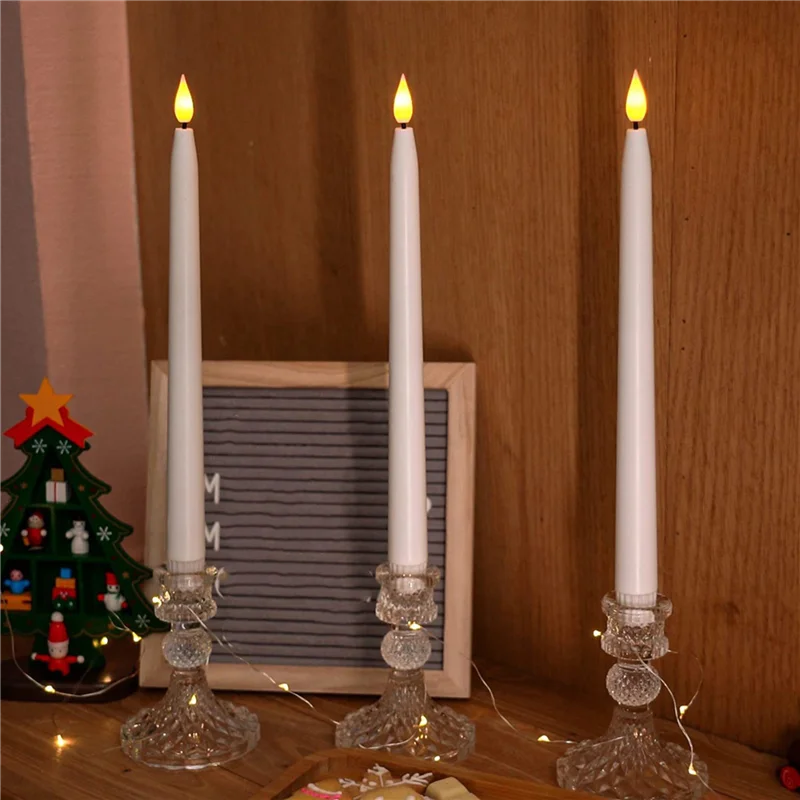 

ABHB-8 Pcs Remote Flameless Candlesticks,Timer Battery Operated LED Taper Candles For Halloween,Wedding Decoration White