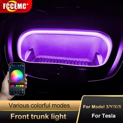 Para tesla model 3 y s x impermeável rgb encaixe decorativo tronco dianteiro do carro inteligente barra de luz led tira iluminação modificada