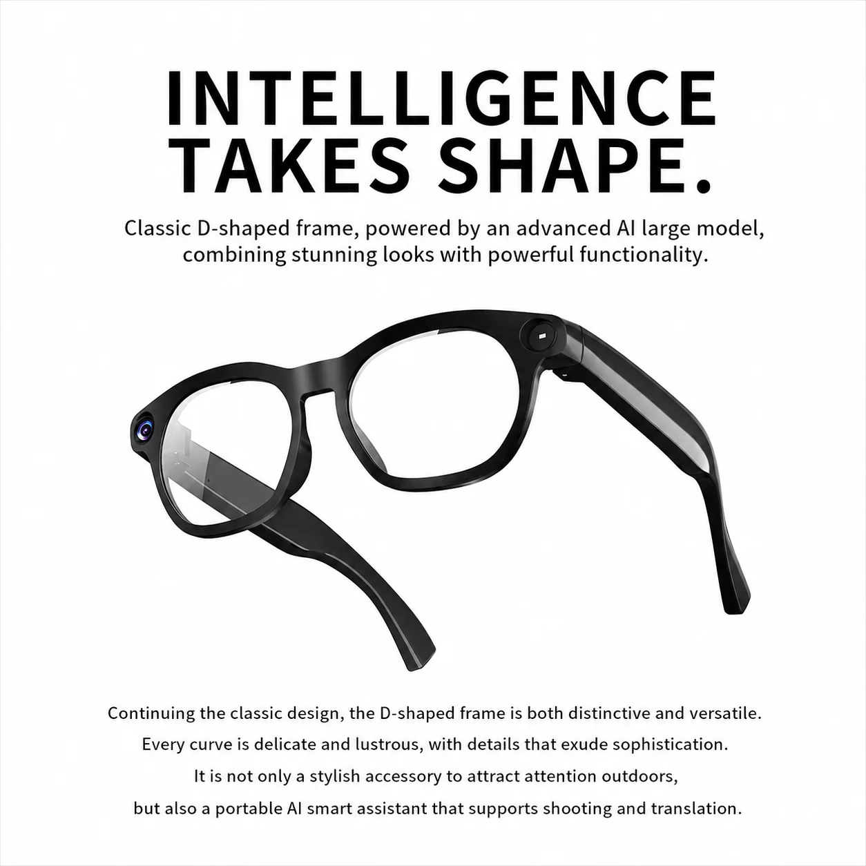 CY03 Smart Audio Camera Glasses Dual Large Stereo Speakers ENC Clear Call Touch & Physical Button Control Long Battery Daily