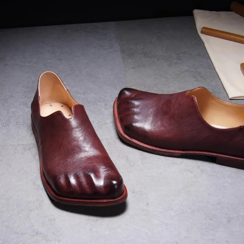 Handmade Retro Men Flats Genuine Leather Comfort Loafers Casual Luxury Leather Shoes Zapatos Hombre Mocasines