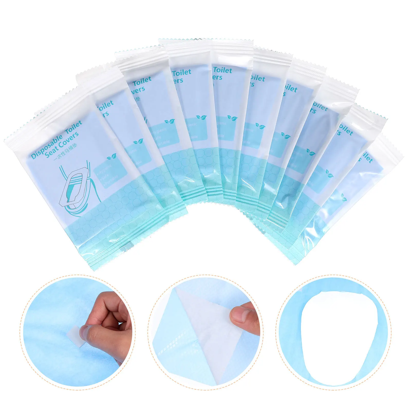 

60Pcs Disposable Toilet Cover Cushion Portable Travel Public Bathroom Toilet Seat Cover Secure Non-Slip Sticky