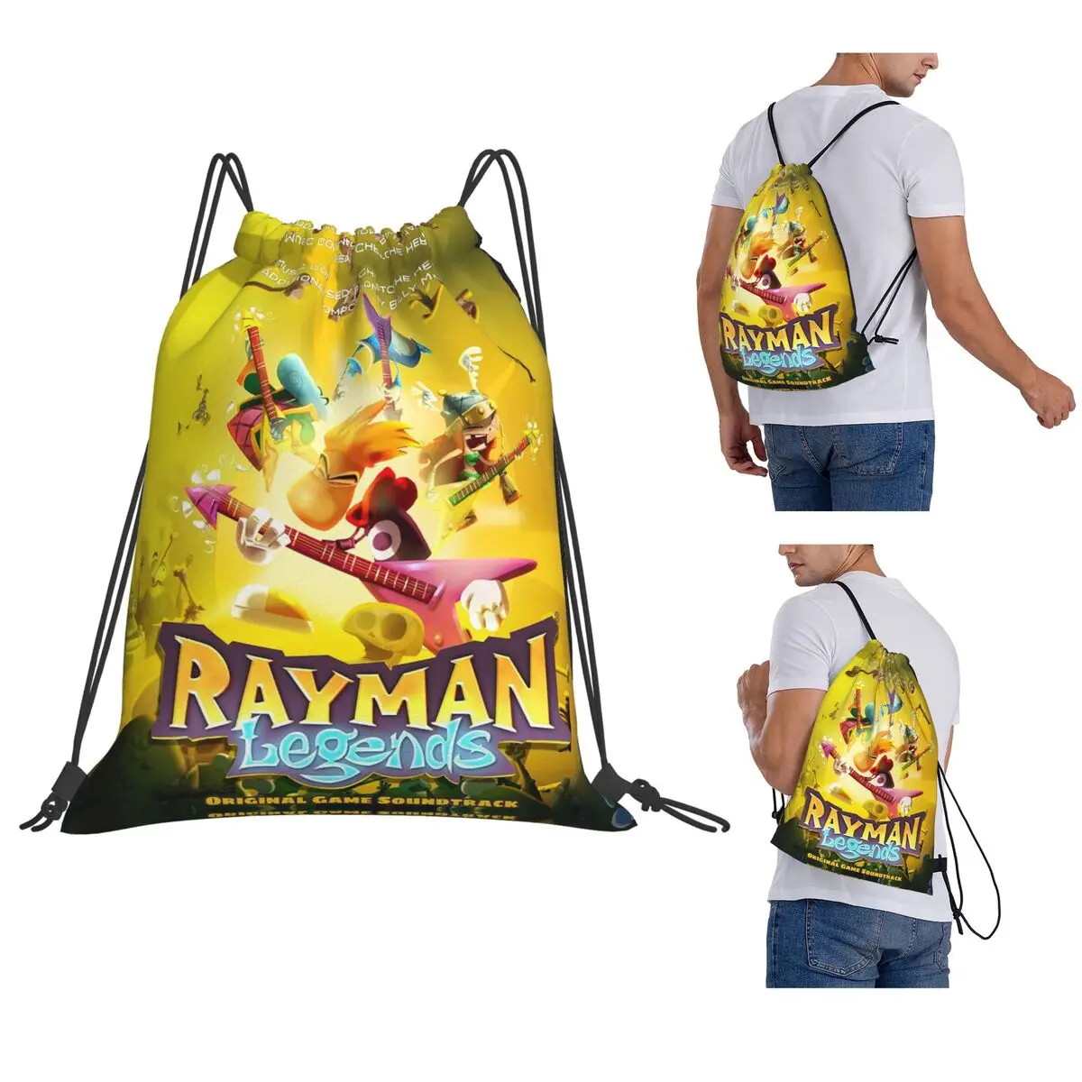 Cartoon Games Rayman Legends Backpacks Multi-function Drawstring Bags Sports Bag Book Bags for Travel Students