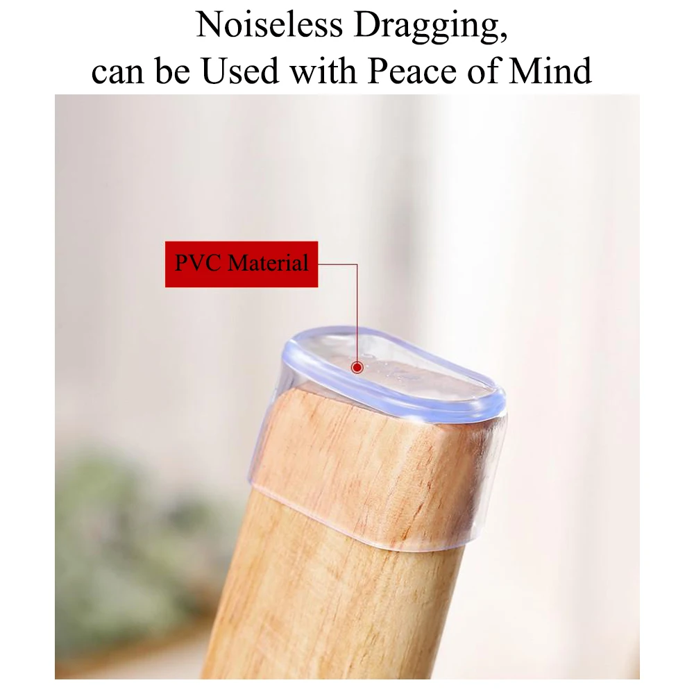 PVC Chair Leg Floor Protectors Oval Chair Leg Cap Floor Protector For Hardwood Floors Scratch-Resistant & Noise Reducing - Image 4