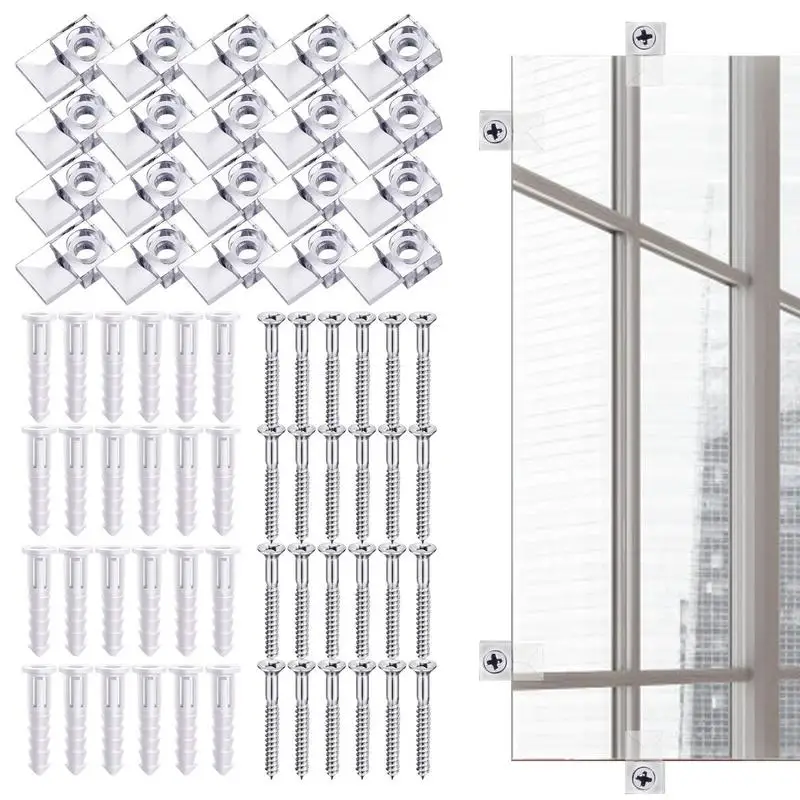 Mirror Holder Clips Mounting Holder Hanger For Mirror Reusable Glass Panel And Mirror Hang Hardware With Screw For Walls And