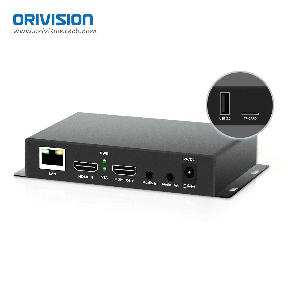 ORIVISION Mini HDMI IP Encoder H265 H264 Support USB/TF Record Storage HD 1080P HDMI Video Encoder for Live Streaming
