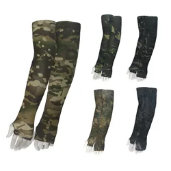 Camouflage Ice Silk Sleeve Cover Men Women Sun Protection Windproof Arm Sleeves Oversleeve for Outdoor Fishing Hunting Cycling