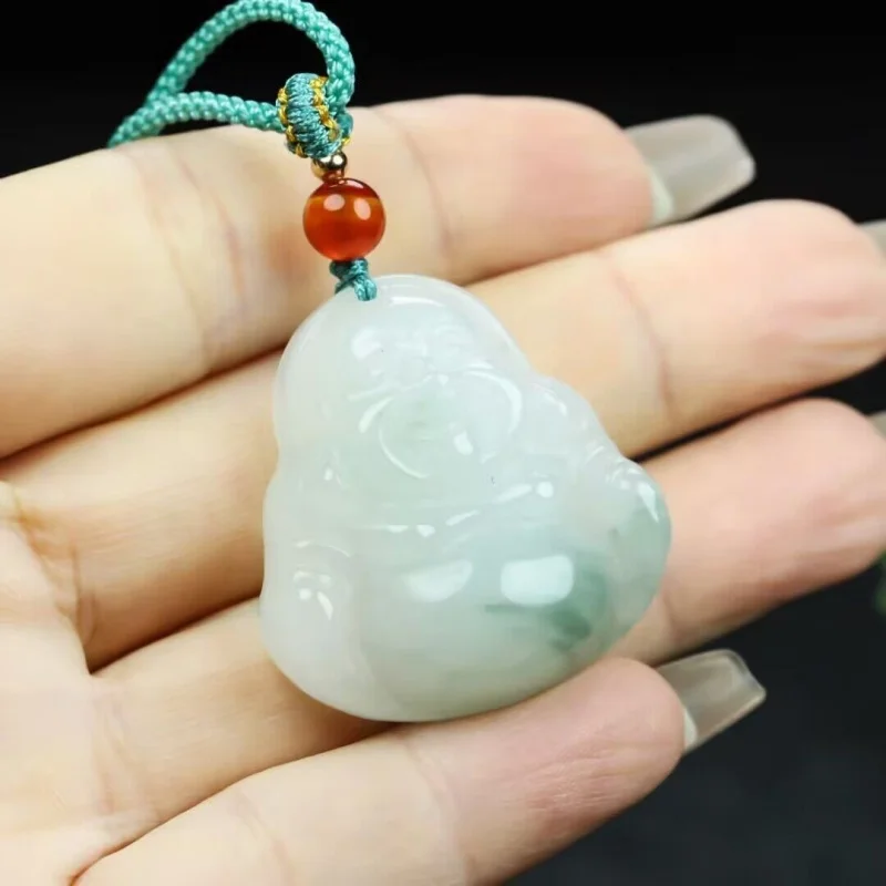 Tianshan Buddha and Guanyin pendant, Xinjiang golden silk jade with white green markings, bamboo-shaped gourd, jadeit