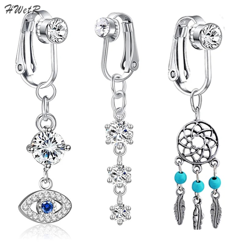 Fake Belly Ring Butterfly Fake Belly Piercing Clip On Umbilical Navel Belly Button Cartilage Clip On Earrings Body Jewelry