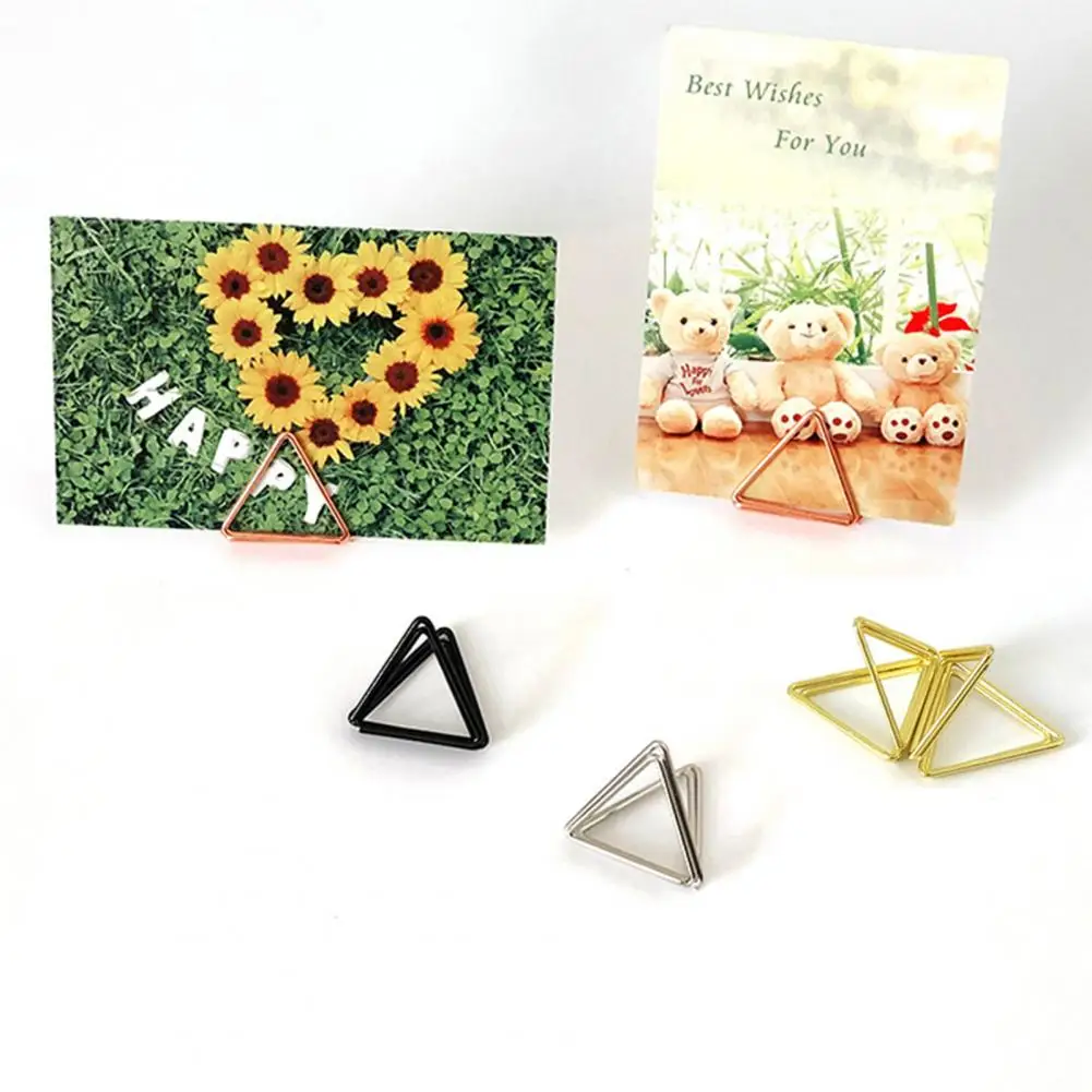 20 Pcs/Set Table Card Holder Standing Double Layer Triangle Shape Smooth  Edge Double-layered Photo Holder for Dining Room