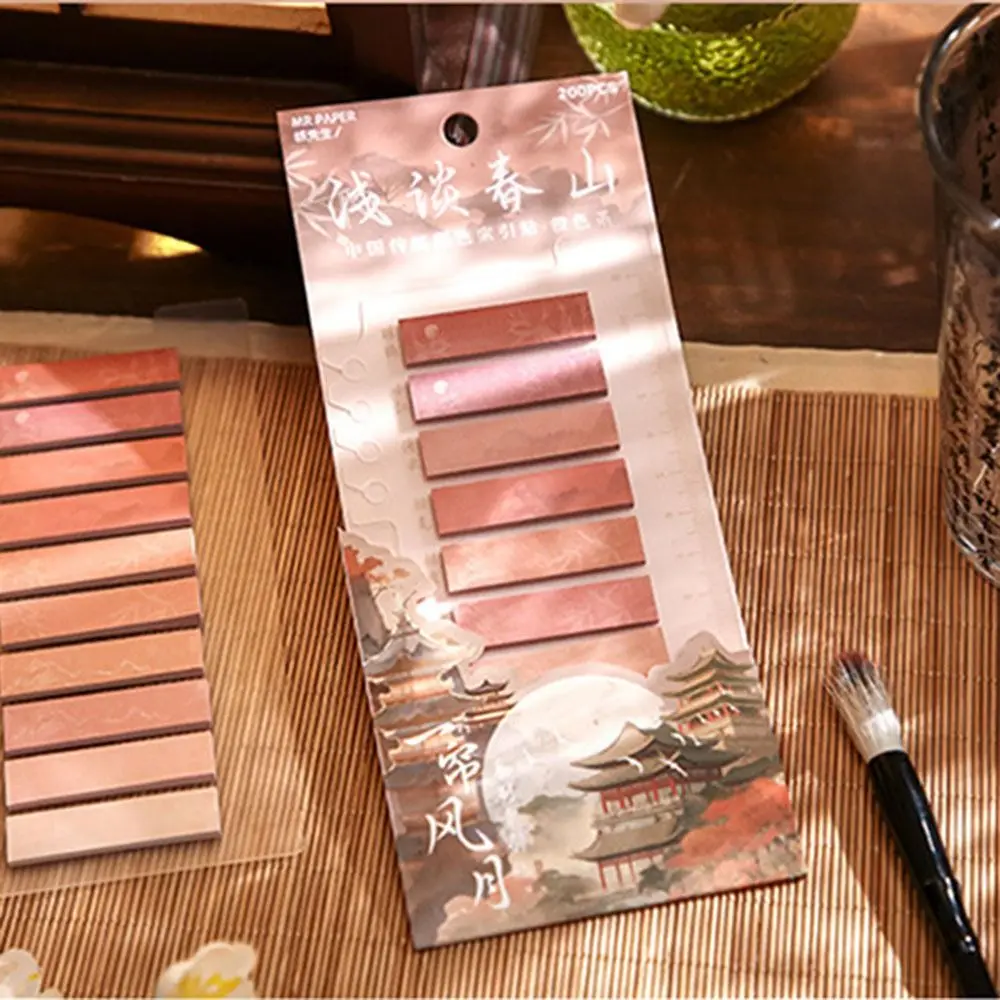 200pcs/Pack Label Sticky Notes Simplicity Illustration Self Adhesive Note Markers Index Tabs Bookmarks Notepad