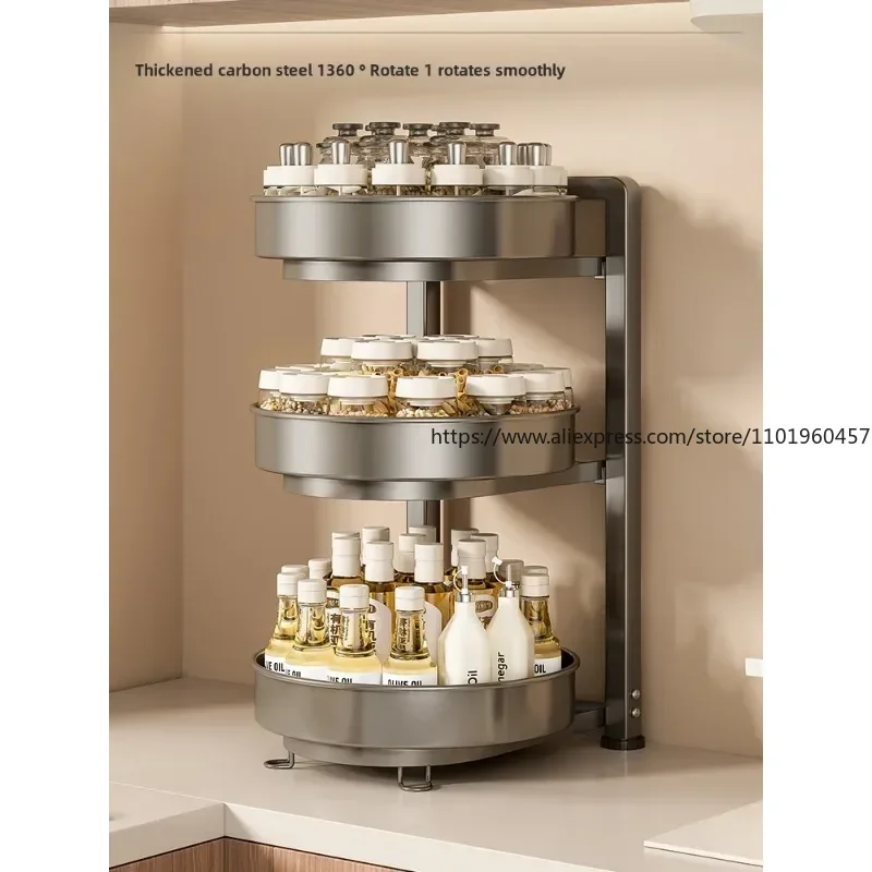 

Кухонная полка для хранения, вращающаяся на 360 градусов полка для хранения приправ, угловая столешница для домашнего масла, соли, соуса, уксуса, бутылки