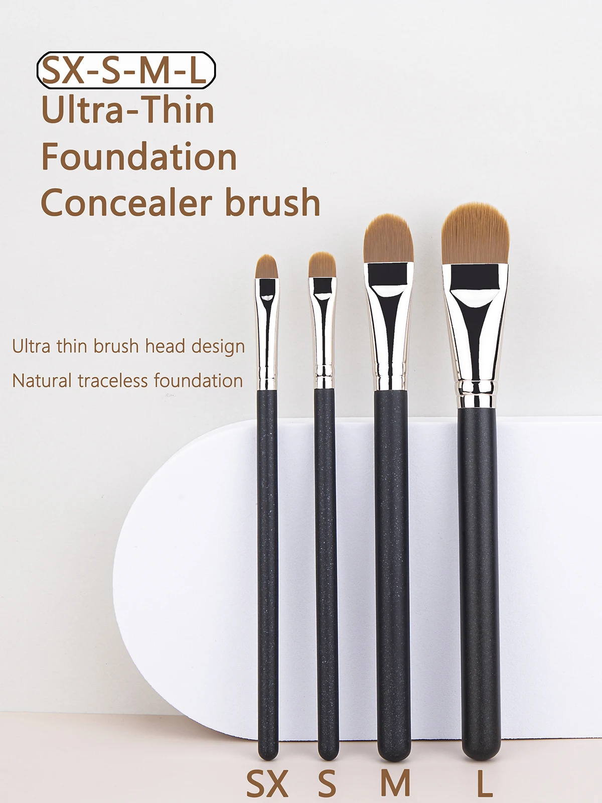 1/4 Stück flacher, runder, ultradünner Foundation-Concealer-Make-up-Pinsel, Kontur-Flüssigcreme-Concealer-Make-up-Werkzeug für Anfänger – Detail 1