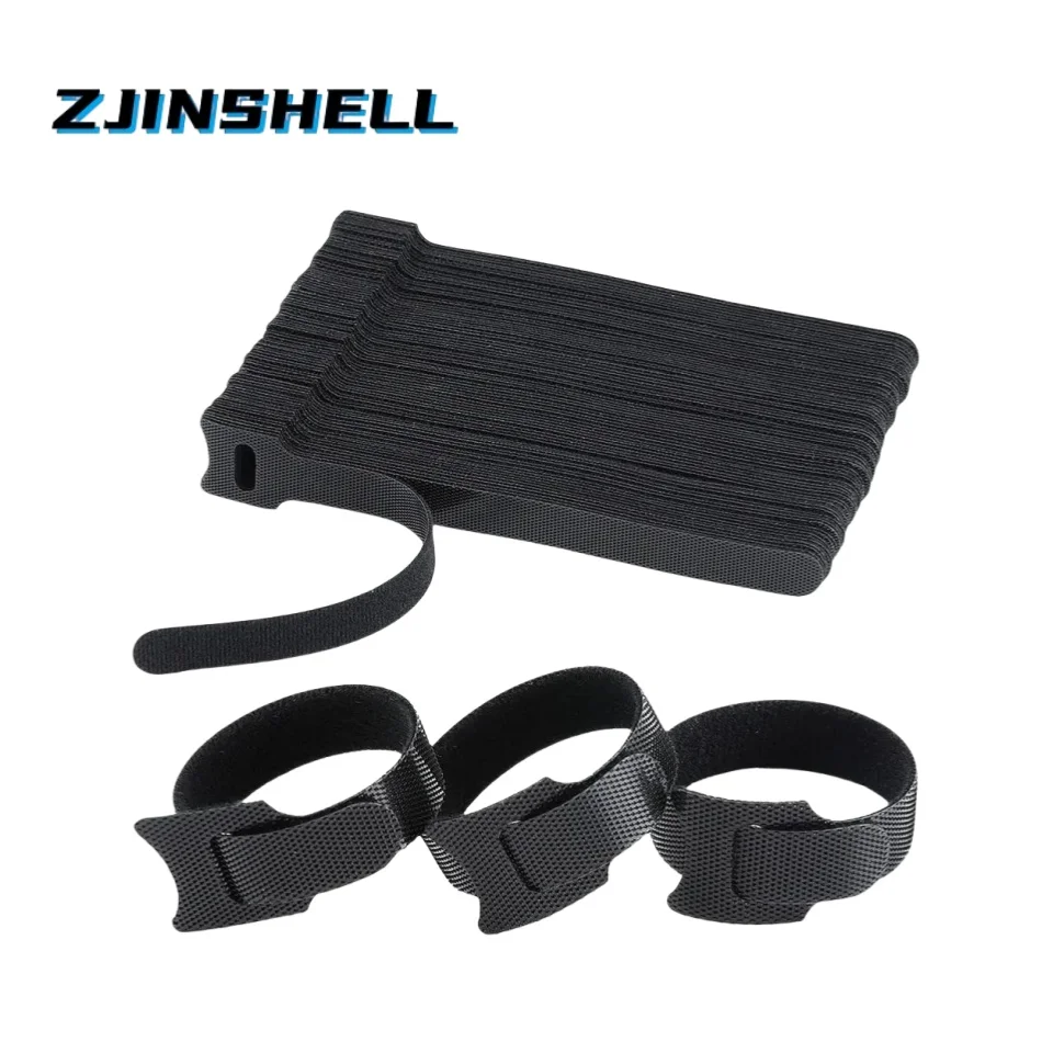 Releasable Cable Ties Wire Organizer Black 15 20 25 30cm Nylon Hook Loop Straps Wrap Zip Bundle Bandage Tie Plastics Fastening