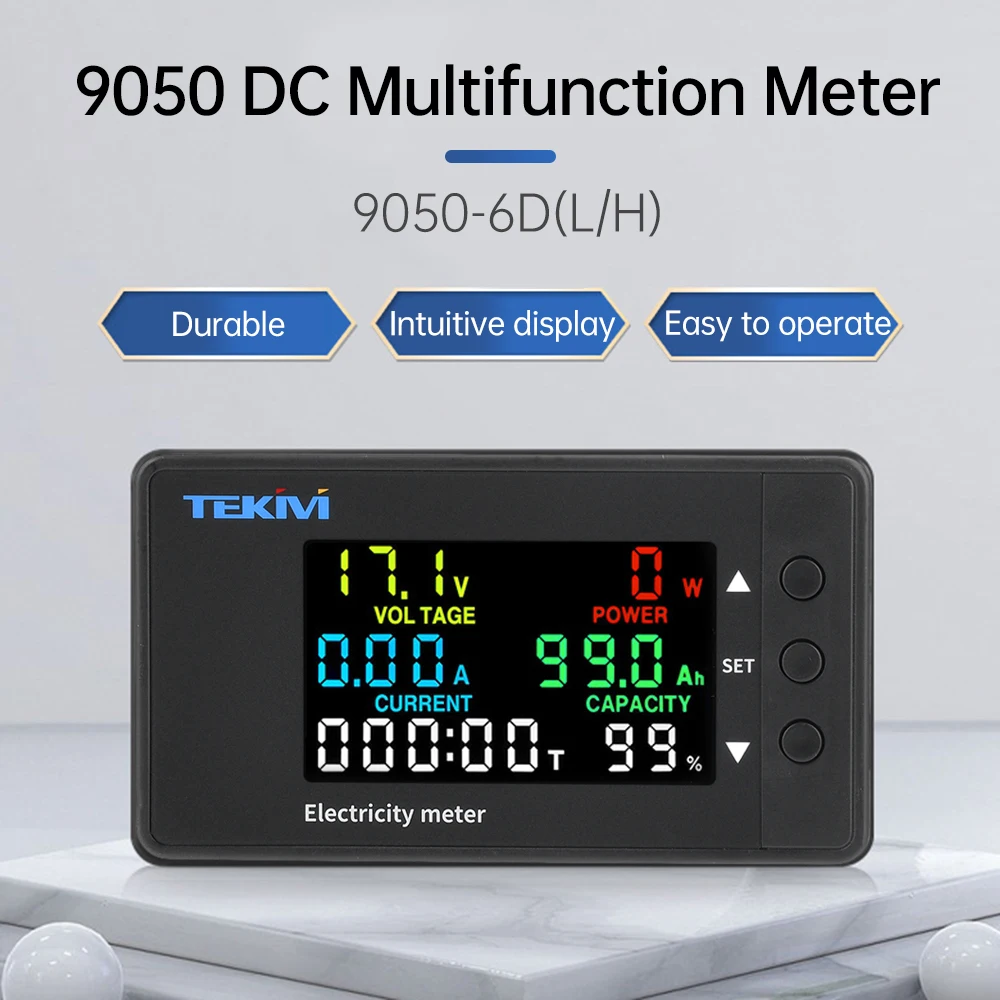 9050-6DH Multimeter Multifunction Digital DC Voltage Ammeter Power Meter Bidirectional Detection DC 7.5V-100V 20A 100A 200A 300A