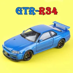 1/24 Nissan GTR R34 Toys Car Model Alloy Diecast Sport Cars Sound Light Pull Back 4 Doors Opened Rubber Tires Toy For Boys Gifts