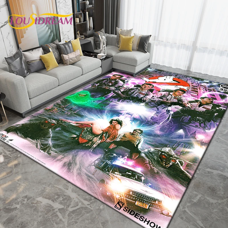 Ghostbusters Cartoon Area Rug,Ghost Carpet Rug for Living Room Children's Room Decoration,Kids Game Crawling Non-slip Floor Mats