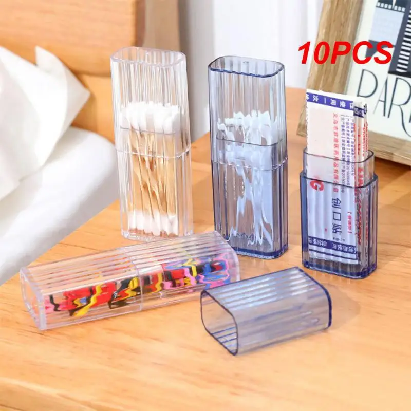 10PCS Portable Toothbrush Cup Bathroom Small Case Swab Box Transparent Storage Box Plastic Organizer Toothpaste Toothbrush Case