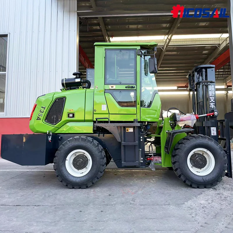 Wholesale Prices EPA EURO 5 All Terrain Forklift 3.5 Ton 4WD Diesel Off Road Forklift With Bucket High Quality Forklift Machine