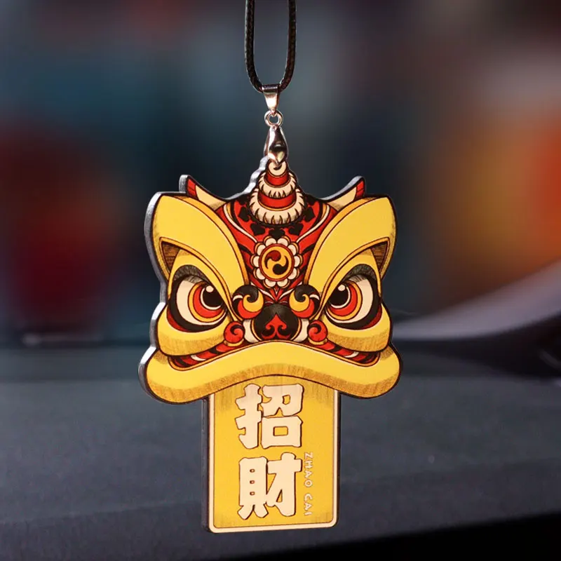 Noizzy JDM Oriental Lion Mask Car Auto Fashion Pendant Fortune Health Blessing Rearview Mirror Ornament Hang Charm Car-Styling