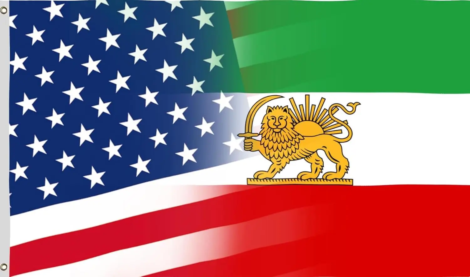Flagicts 100% Polyester  America and Lion Iran Flag