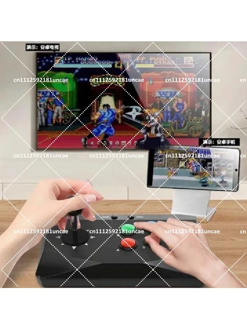 Wireless Arcade Joystick Game Console with TV Connection, Double Round Fight Stick for Classic Fighting Games