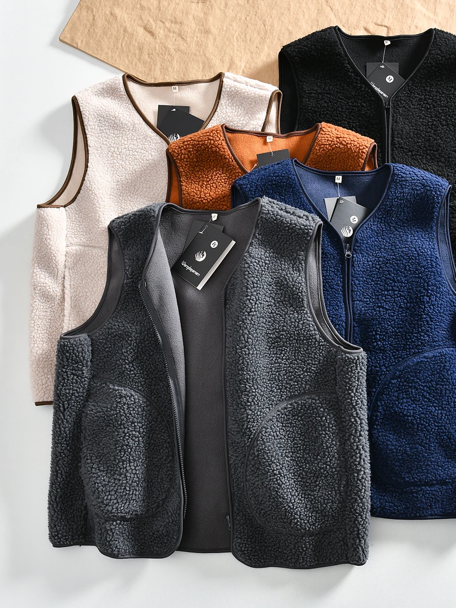 Chaleco de Terciopelo de Doble Cara Grueso Unisex de Alta Gama Nórdica, Color Sólido, Versátil, para Otoño e Invierno, Chaque...
