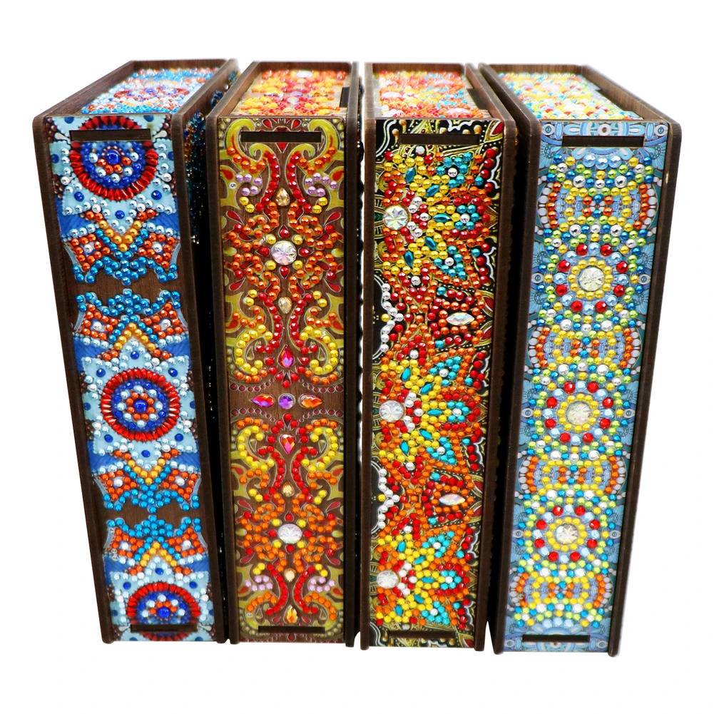 Classic Mandala Style Storage Box Diamond Painting DIY Jewelry Box Desktop Craft Storage Organizer Case Fragmented Ornament