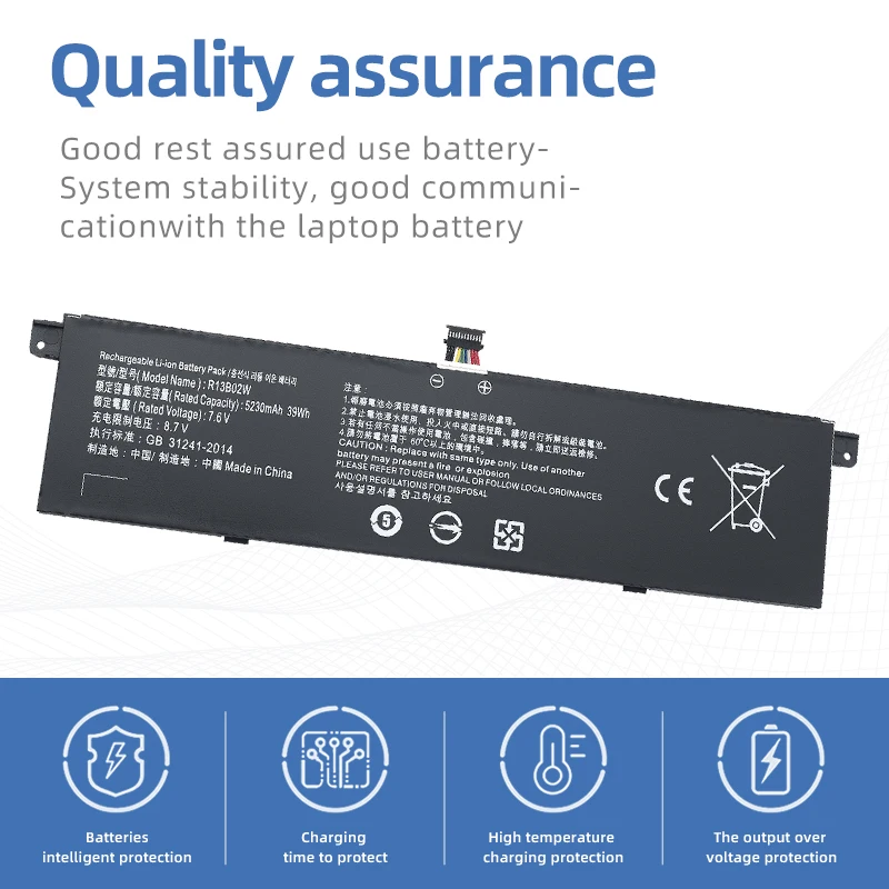 SUOZHAN  7.6V 5230mAh New R13B01W R13B02W Laptop Battery For Xiaomi Mi Air 13.3