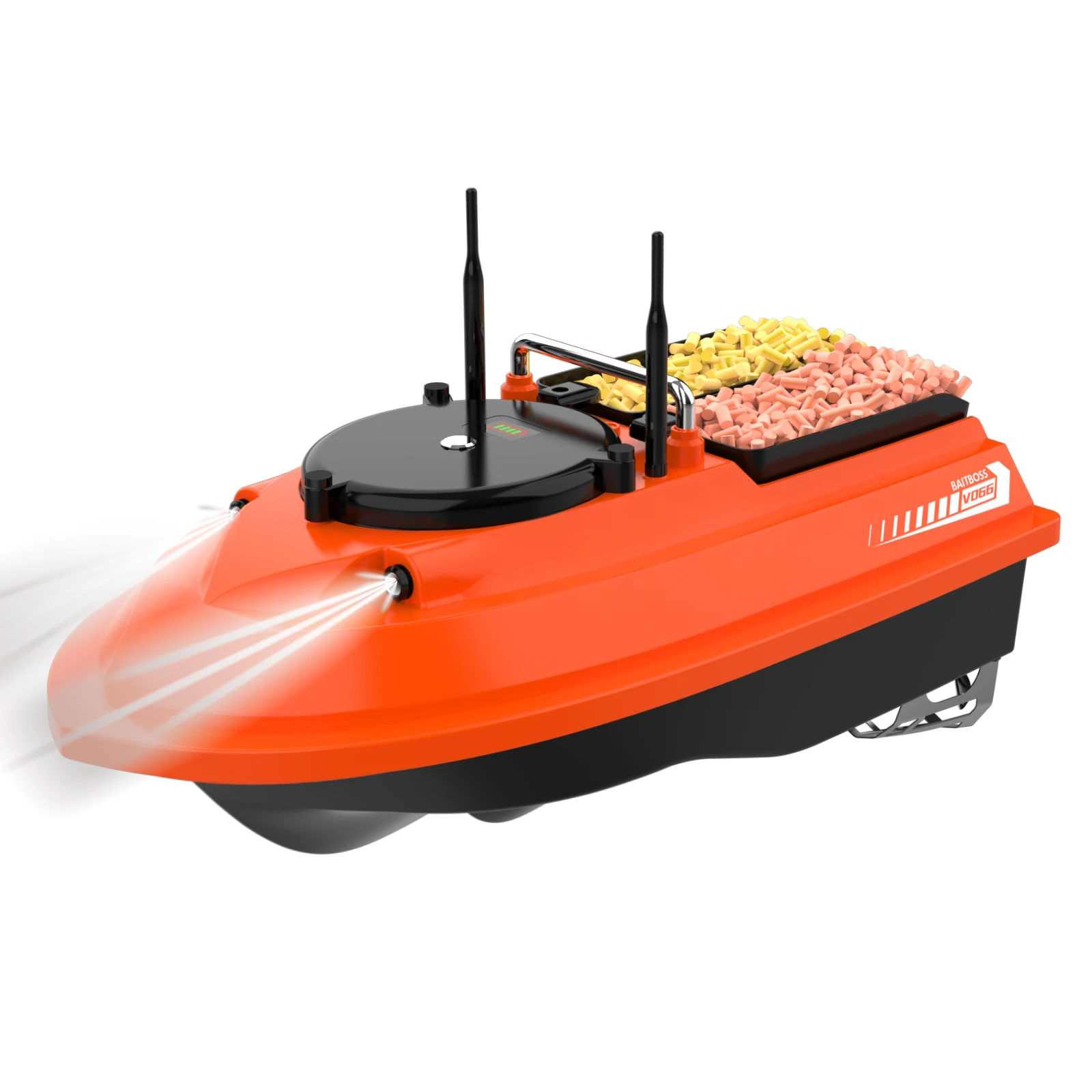 V066 1000M Dual-deck Hoppers Brushless Power And Dual Antenna Design Multi-function Lighting System RC Bait Boat