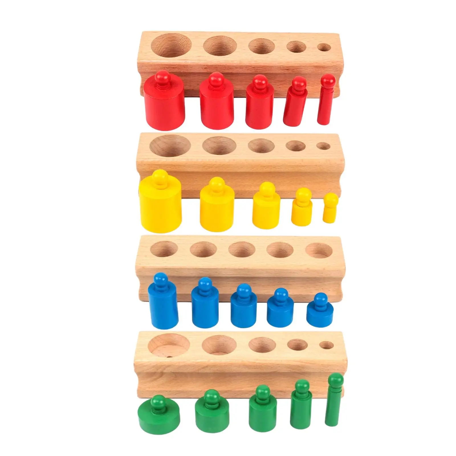 4Pcs Montessori Toy Knobbed Cylinders Blocks Socket for Home Childern