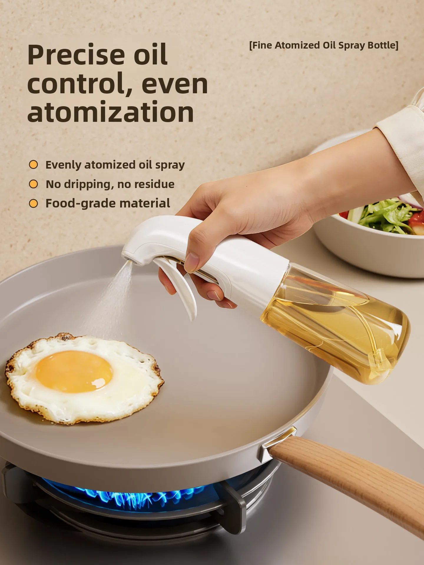 Food ade Glass Oil Sprayer Bottle Kitchen Storage Container Modern Simple Sle High Borosilie round ape for Home Use