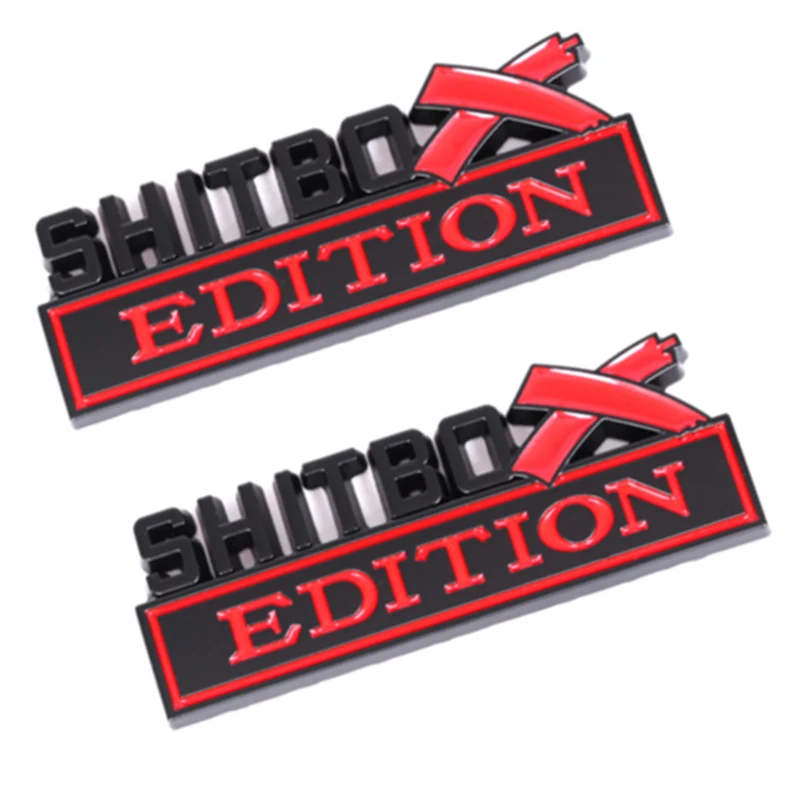 

2 Pieces Red Black SHITBOX EDITION Emblem Universal Accessories Car Stickers Car Trunk Fender Door Rear Badge