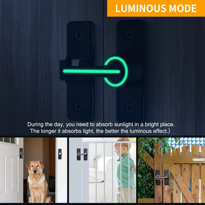 Лучший светящийся дверной замок для сарая, защелка для раздвижной двери сарая, сверхмощная защелка для ворот 180 градусов, подходящая для сада, гаража