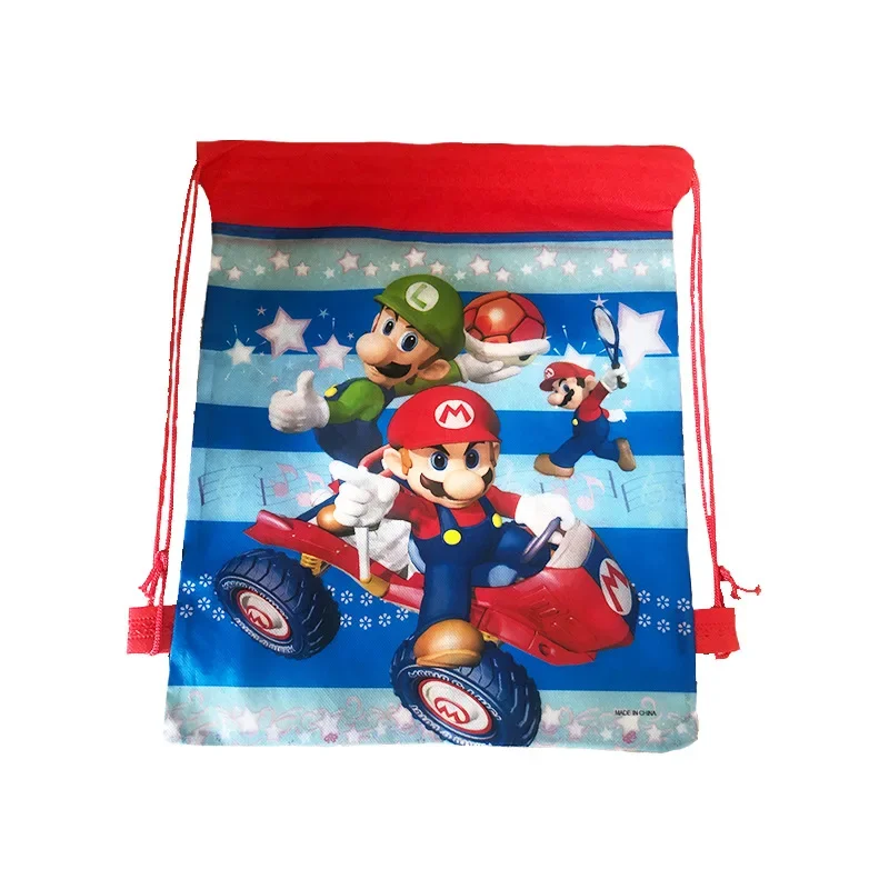 

Super Mario Cartoon Children's Backpack Theme Party Picnic Birthday Non-woven Bunches Toiletries Storage Makeup Bag Toy Gift