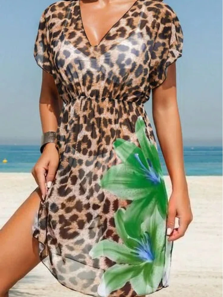 Costume da bagno intero Vestito estivo sexy con stampa leopardata per le donne Costume da bagno senza schienale con controllo della pancia 2026 Costumi da bagno con copertura curva Ropa
