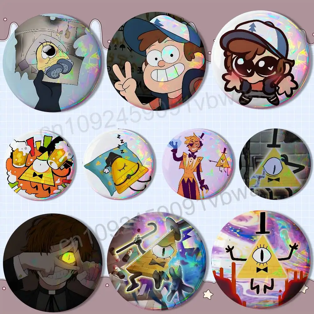 Bill Cipher Dipper Pines Gravity Falls  Creative Round Badge Button Pin Bag Decor Fans Collection Friends Gift Brooch