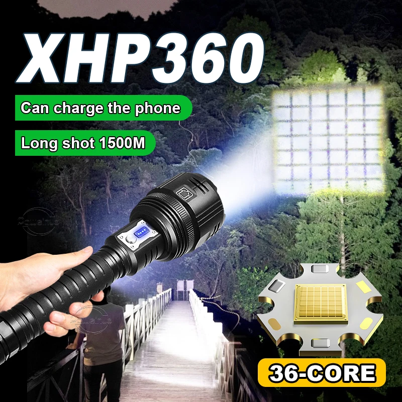 

Super XHP360 Powerful LED Flashlights 18650 High Power Torch Light USB Rechargeable Flashlight XHP199 Waterproof Camping Lantern