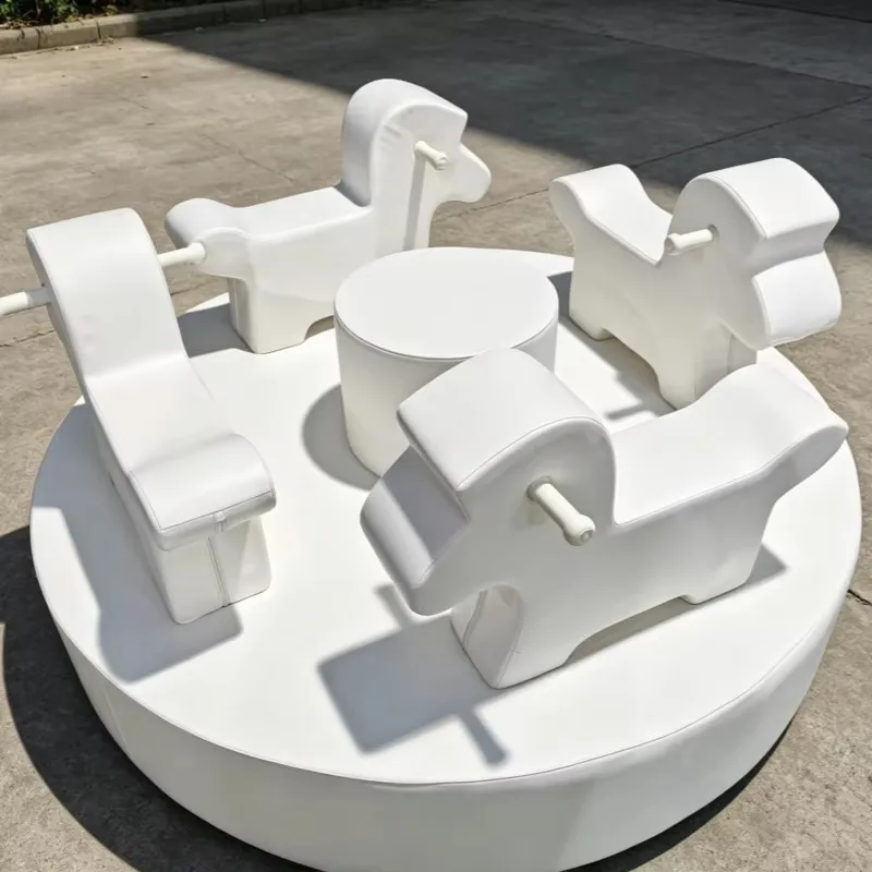 Classic White Indoor/Outdoor Children's Playground Equipment Carousel