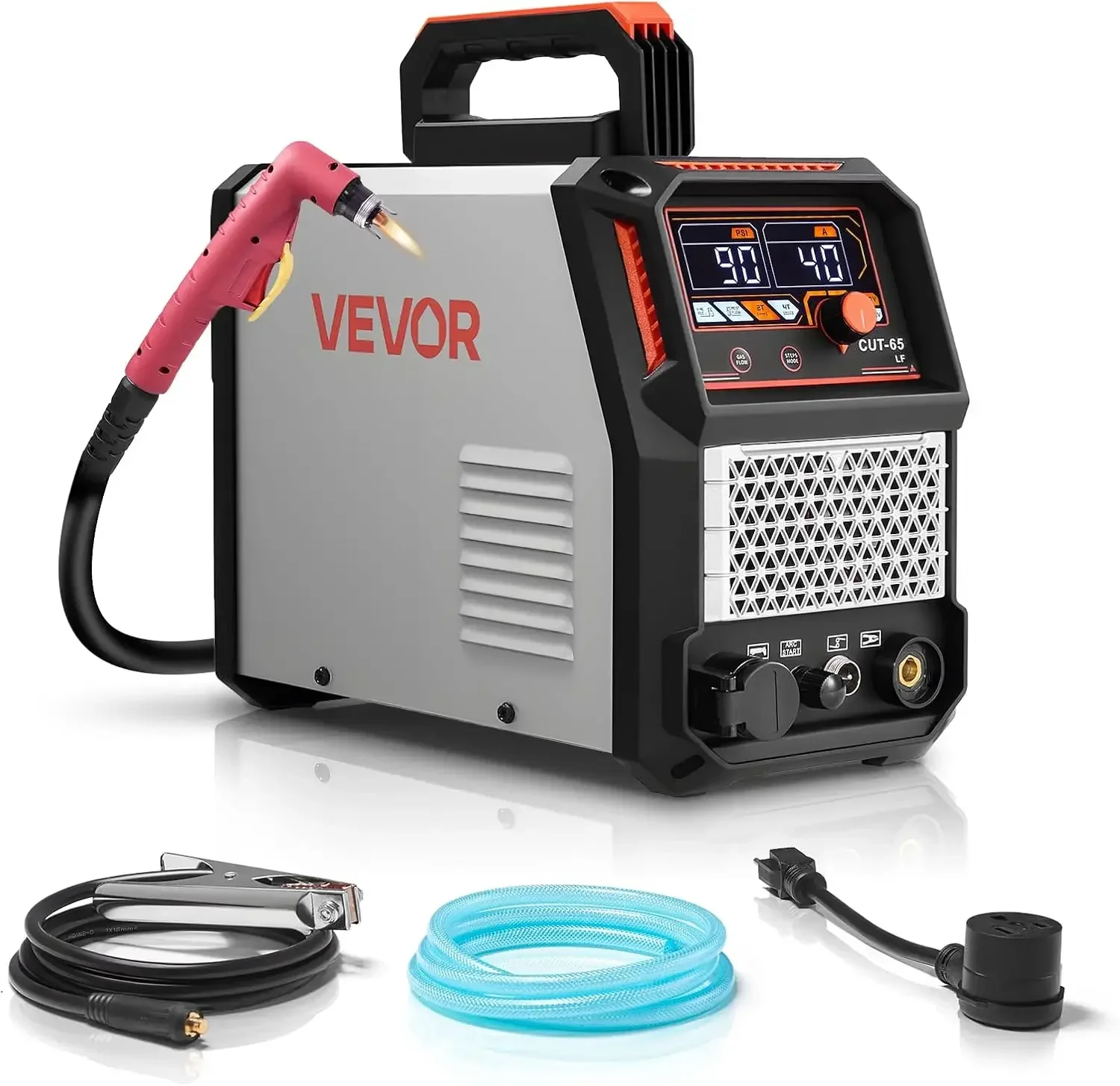 VEVOR Plasma Cutter, 65A Non-Touch Pilot Arc Plasma Cutting Machine Non-High Frequency - with 2T/4T Function & Adjustable PT Tim