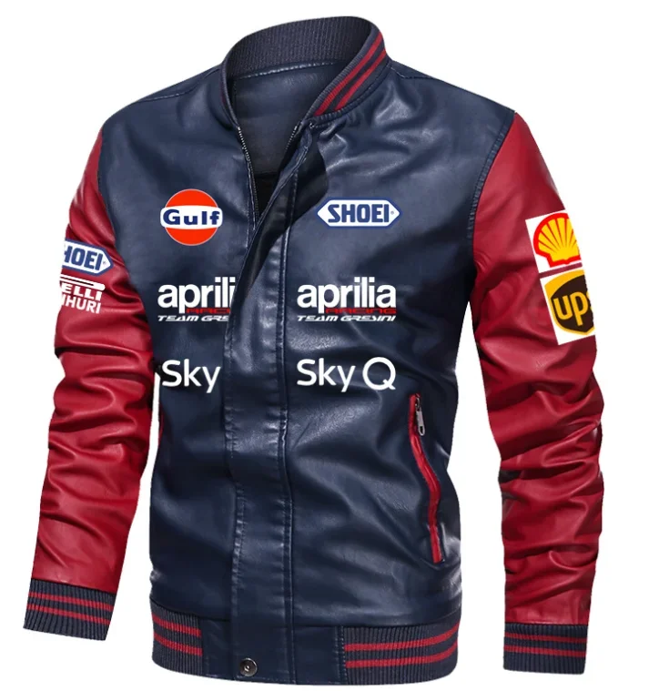 Chaquetas de cuero PU para hombre, abrigos informales de motociclista, talla europea, Apulia, eventos GP, otoño e invierno, novedad